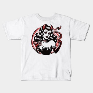 Retro Devil Girl Kids T-Shirt